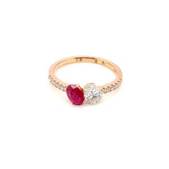 Or jaune 18k Rubis Birman Cts 0.62 Diamant Marquise et Diamant Baguette Cts