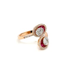 18k Gelbgold Burmese Ruby Prinzessinnenschliff Cts 0,63 Diamant Halo Verlobungsring