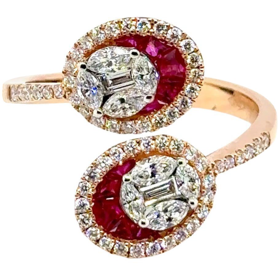 18k Yellow Gold Burmese Ruby Princess Cut Cts 0.63 Diamond Halo Engagement Ring For Sale