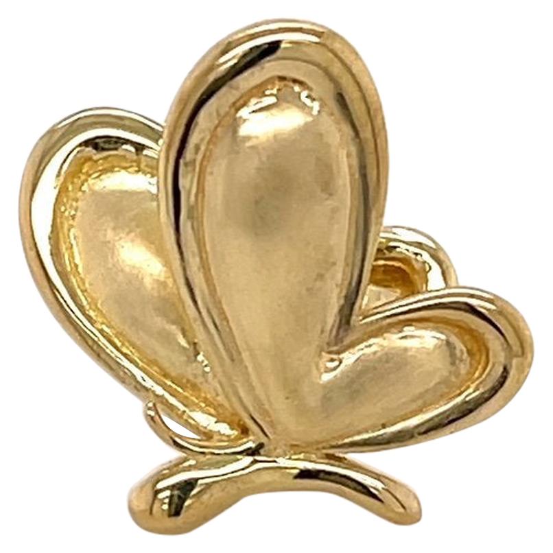 18k Yellow Gold Butterfly Lapel Pin For Sale