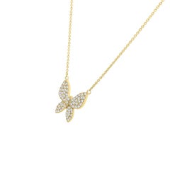 18 Karat Yellow Gold Butterfly Large Diamond Necklace '1/2 Carat'
