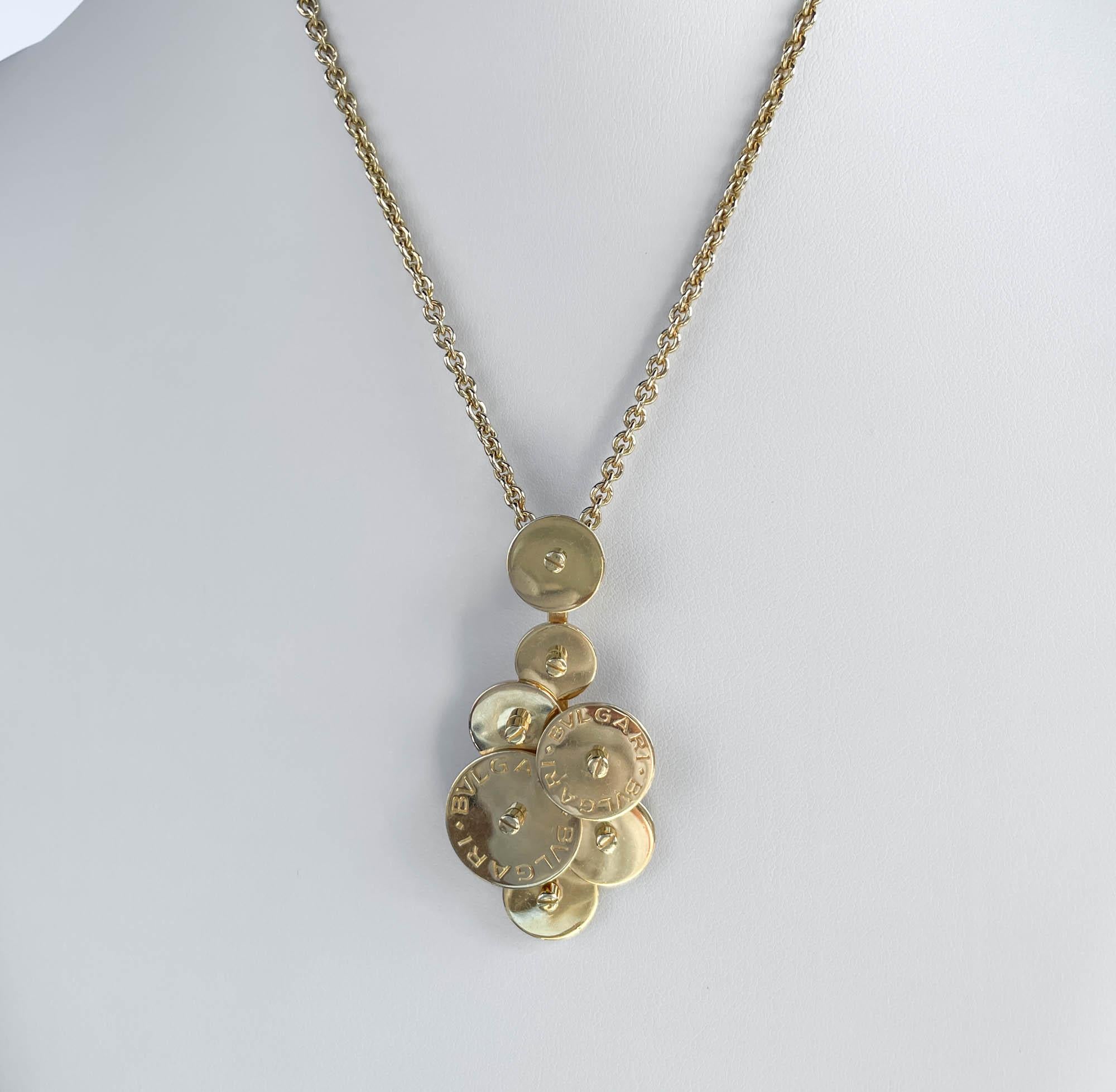 18k Yellow Gold Bvlgari Cicladi Pendant Necklace In Good Condition For Sale In Boca Raton, FL