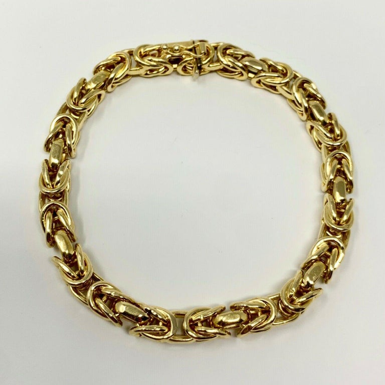 18 Karat Yellow Gold Byzantine Link UnoAErre Bracelet For Sale at 1stDibs