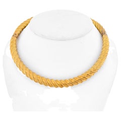 18K Yellow Gold Cable Style Collar Choker Vintage Necklace