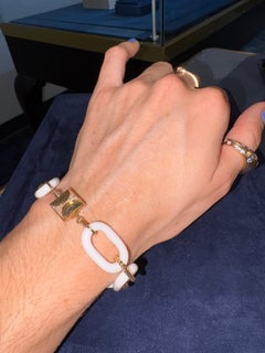 Bracciale A Link in oro giallo 18K con diamanti e opale cacholong