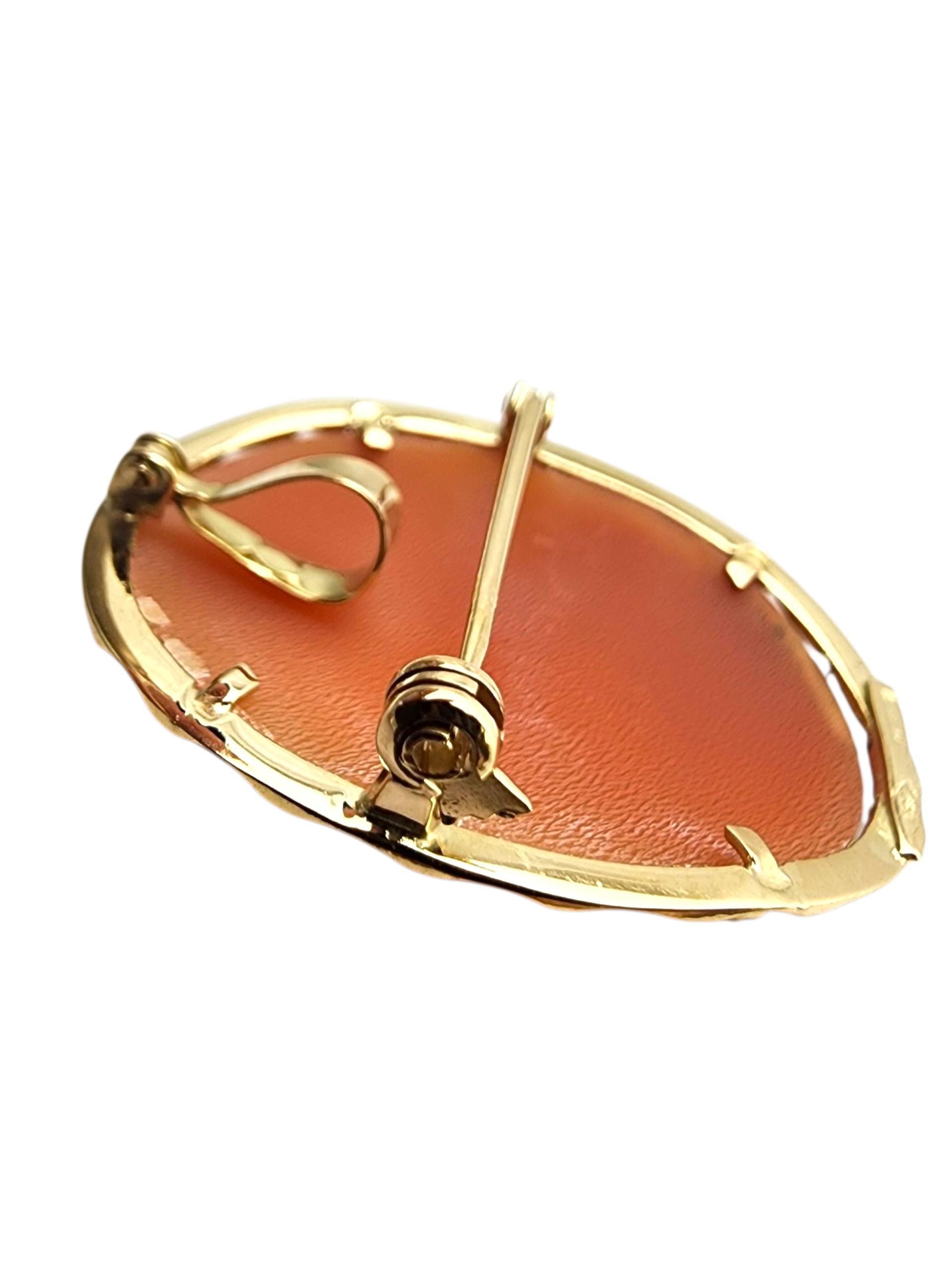 Spilla e ciondolo con cammeo in oro giallo 18 carati #22879 in vendita 3