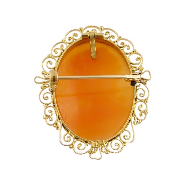 18K Yellow Gold Cameo Brooch Pendant For Sale at 1stDibs