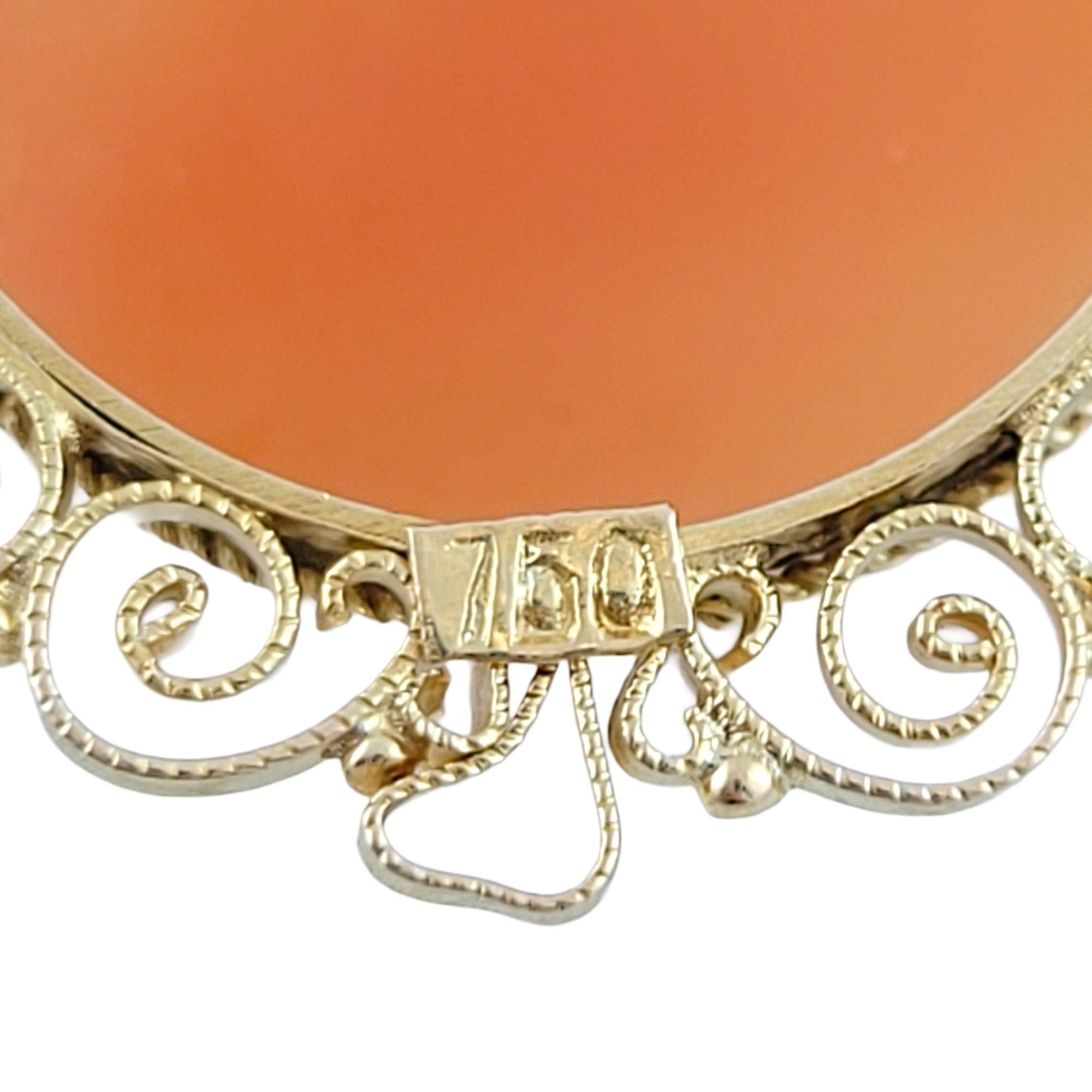 18K Yellow Gold Cameo Brooch Pendant For Sale 3