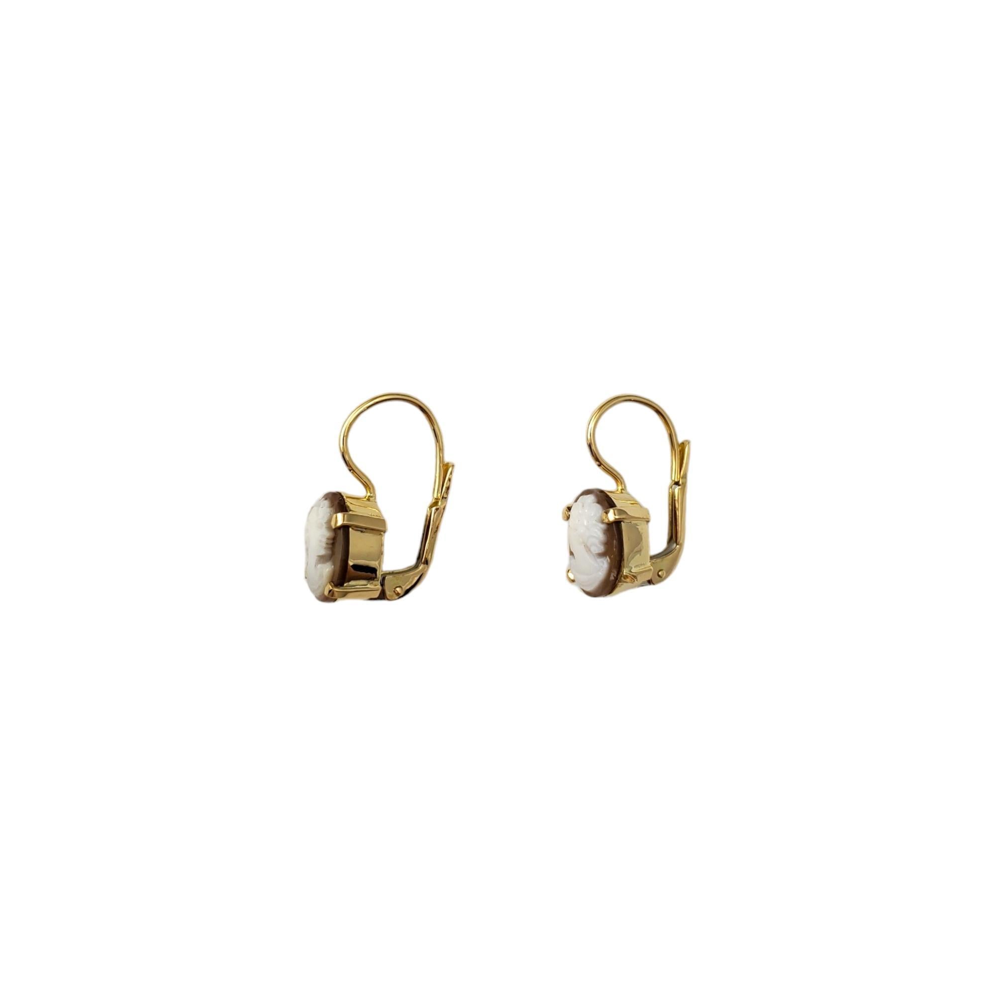 18K Yellow Gold Cameo Earrings #16669 For Sale 2