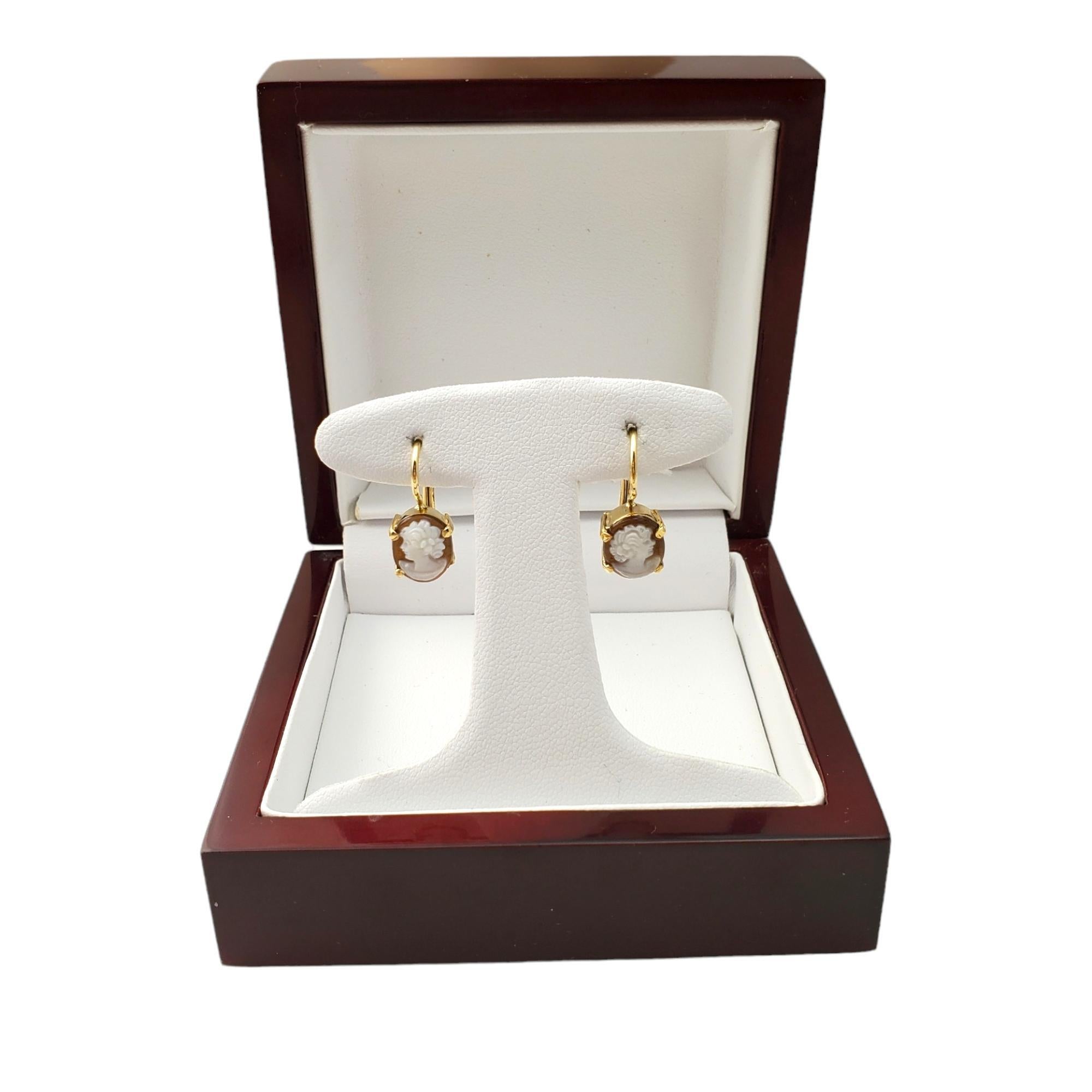 18K Yellow Gold Cameo Earrings #16669 For Sale 3