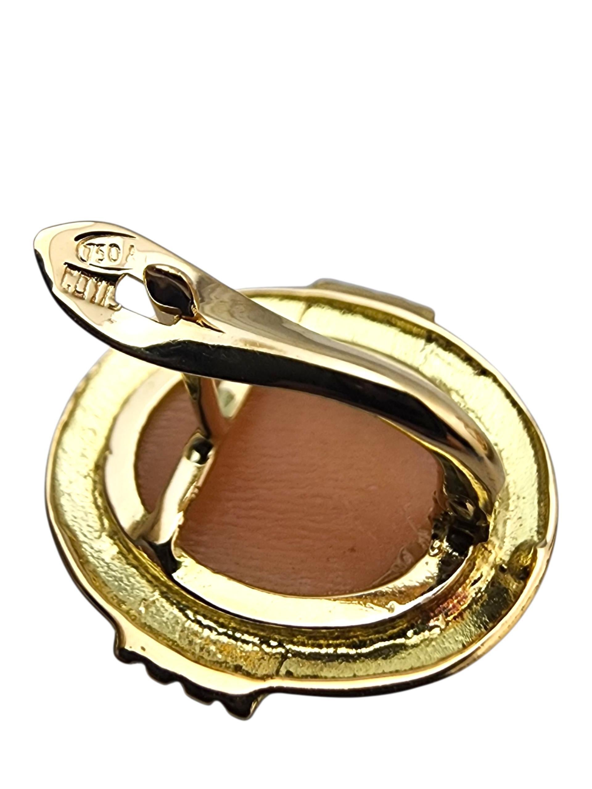 18K Yellow Gold Cameo Earrings #22883 For Sale 3