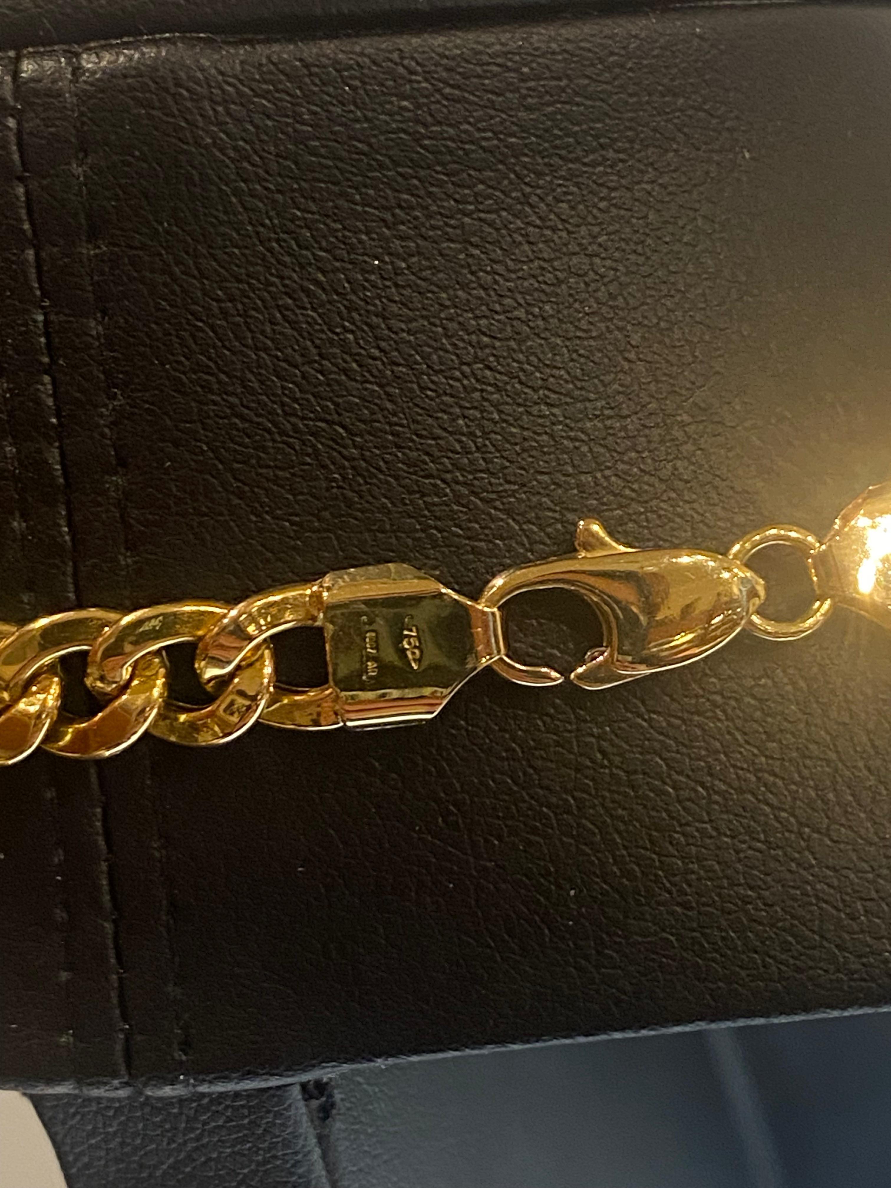 18 Karat Gelbgold Kamee-Anhänger Italienische Vintage-Halskette, geschwungene Glieder, 44 cm lang. im Angebot 1