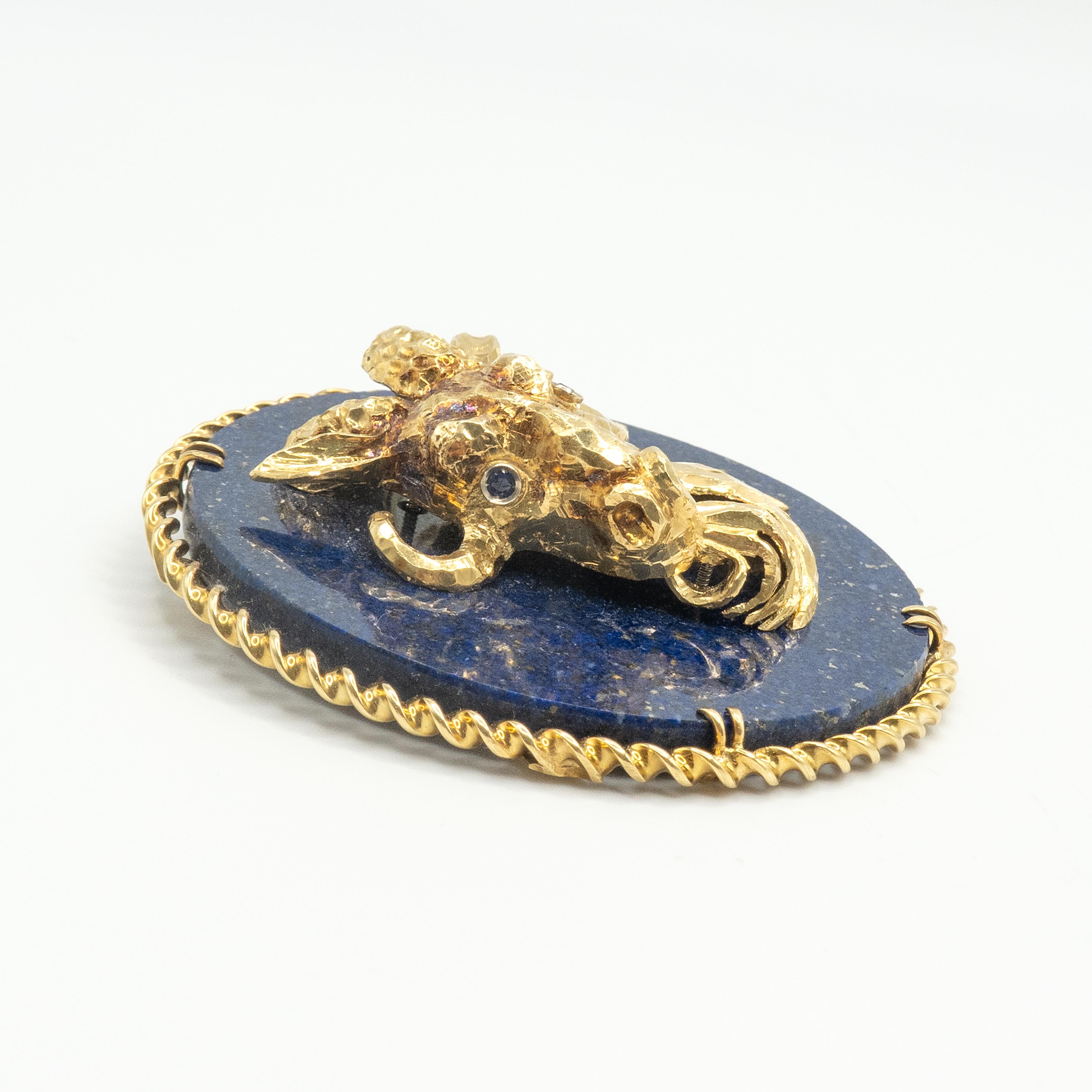 18K Yellow Gold Capricorn Zodiac Pendant c. 1970s For Sale 1