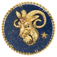 18K Yellow Gold Capricorn Zodiac Pendant c. 1970s
