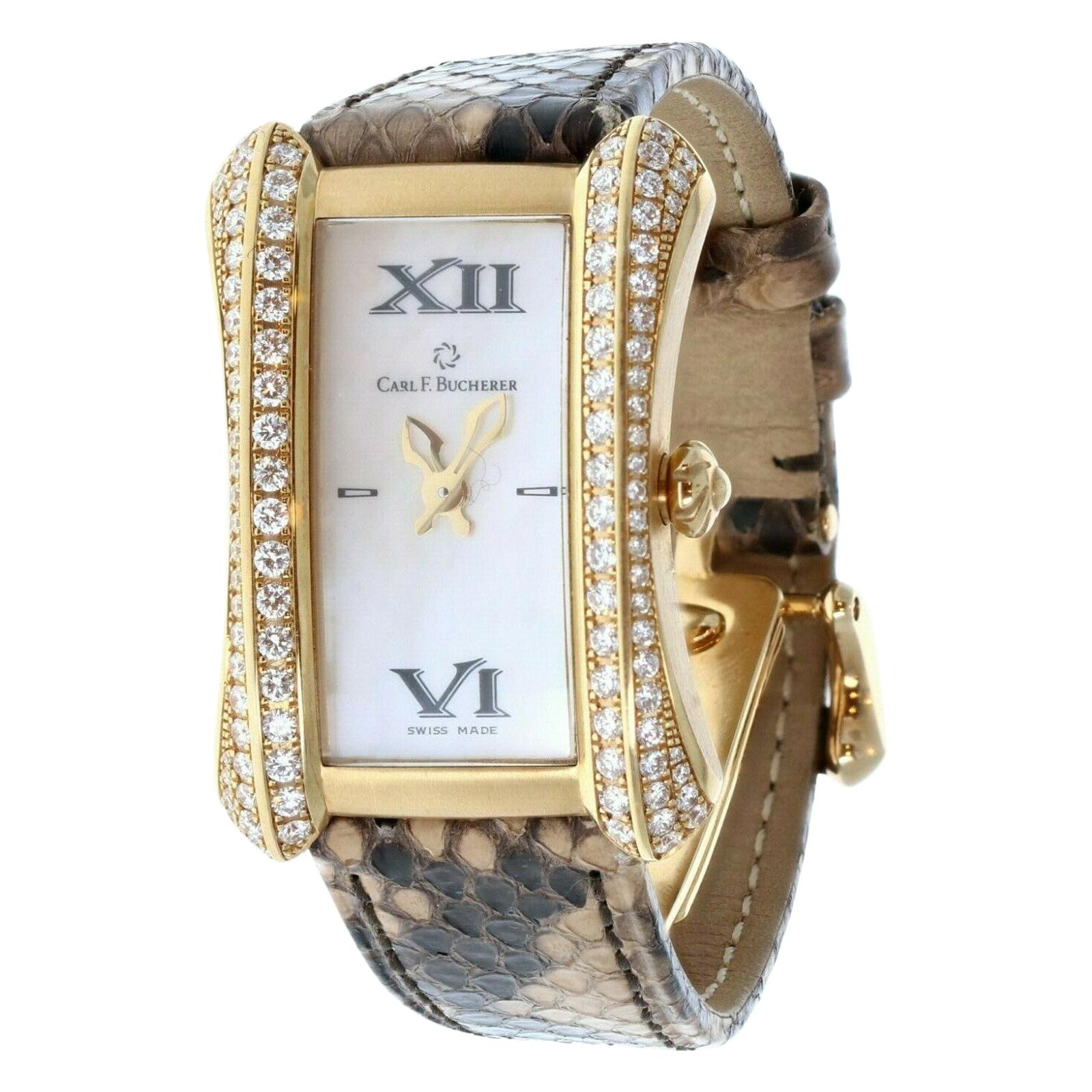 18k Yellow Gold Carl F. Bucherer Alacria Diamond Watch For Sale
