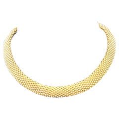 18k Gelbgold  Cartier 1960er Jahre Texturierte Goldhalskette