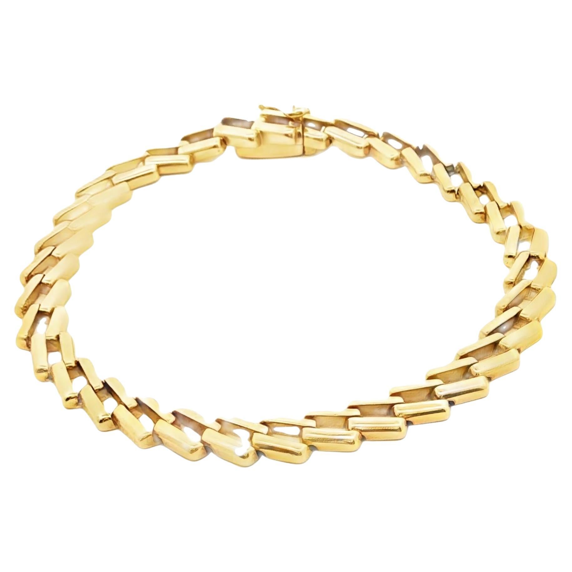 Bracciale geometrico Cartier 1970 in oro giallo 18 carati 20,20 gr.