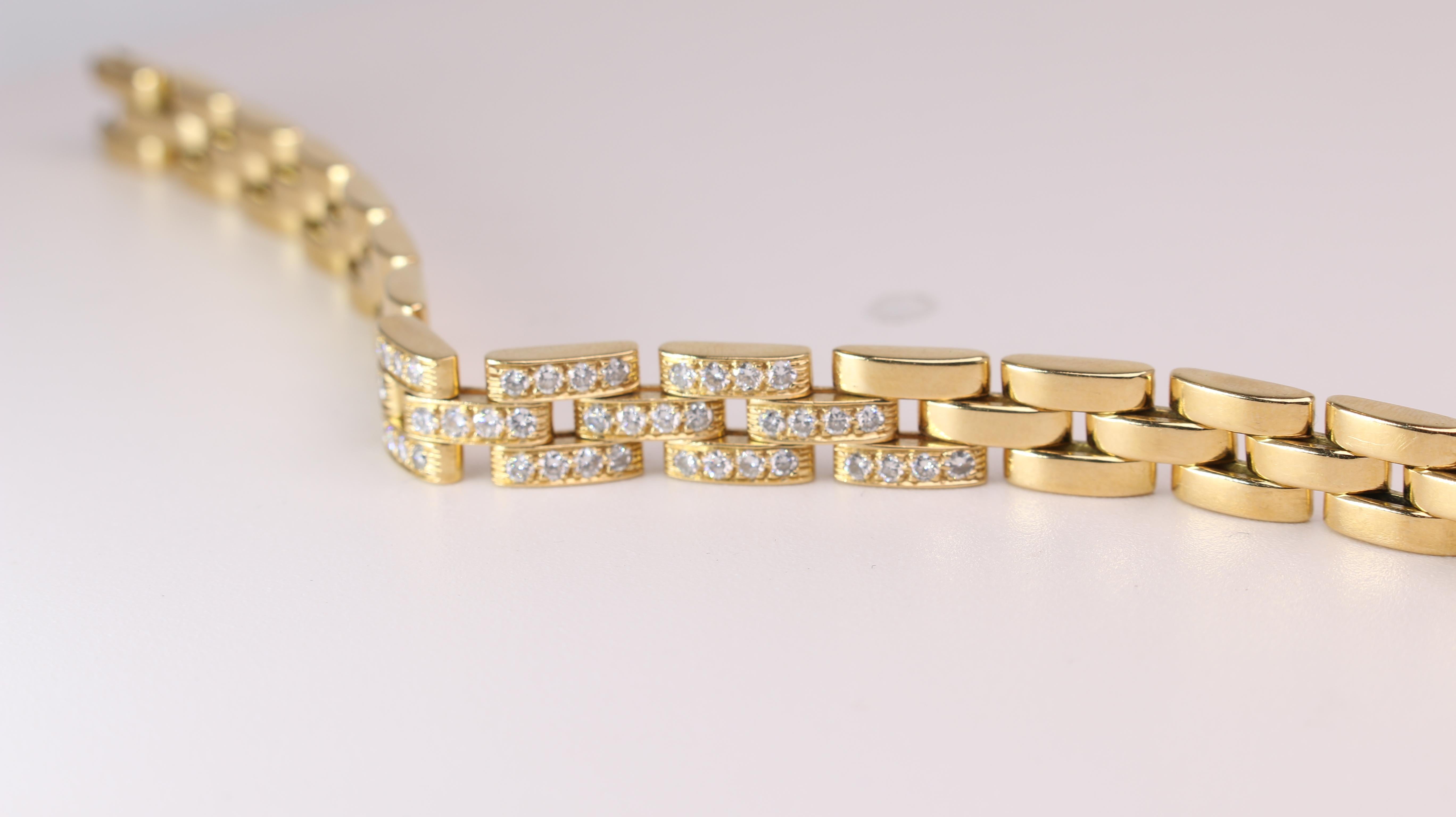 Yellow Gold Cartier Panther Diamond Link Bracelet 2