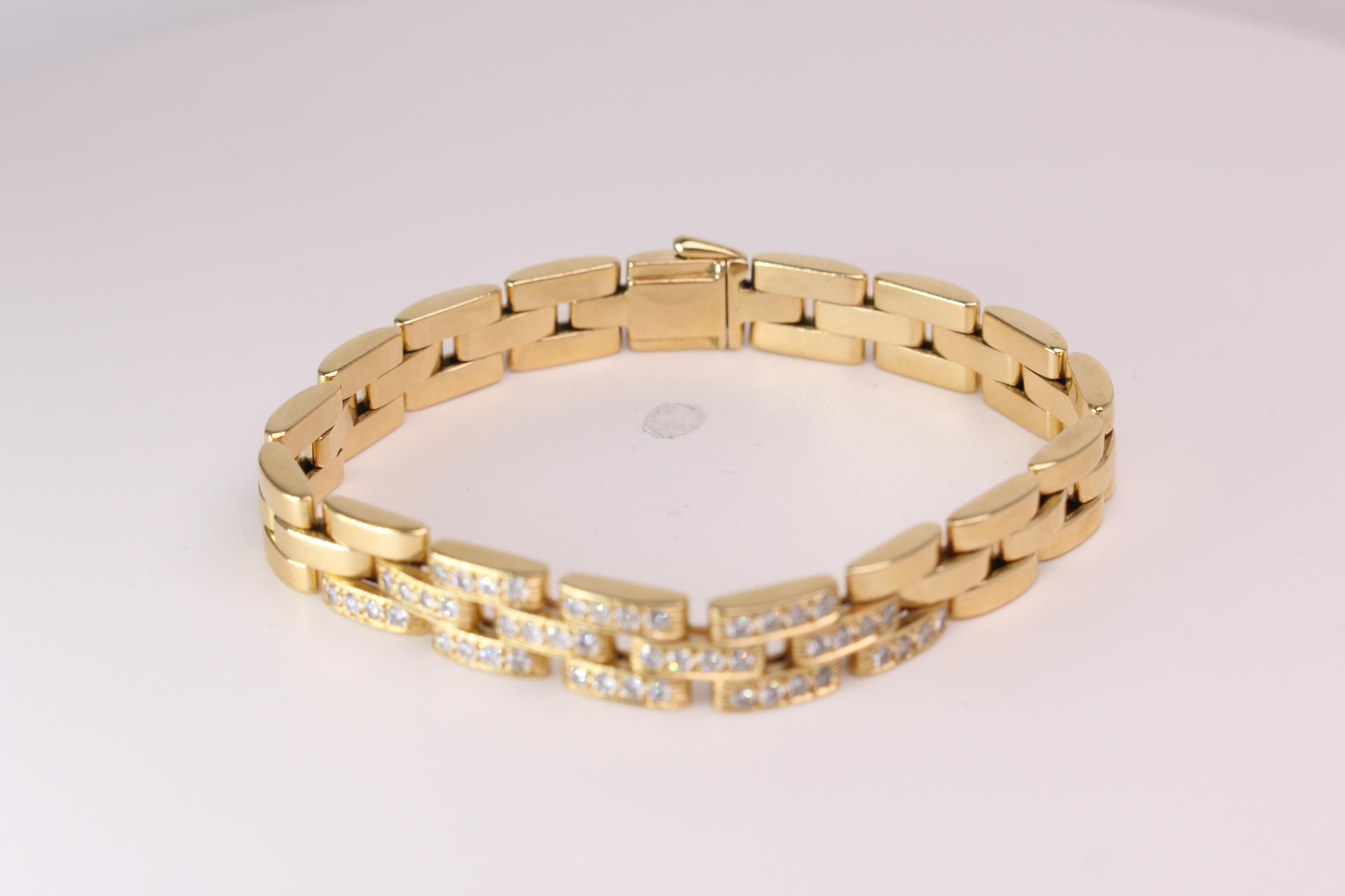 Yellow Gold Cartier Panther Diamond Link Bracelet 4