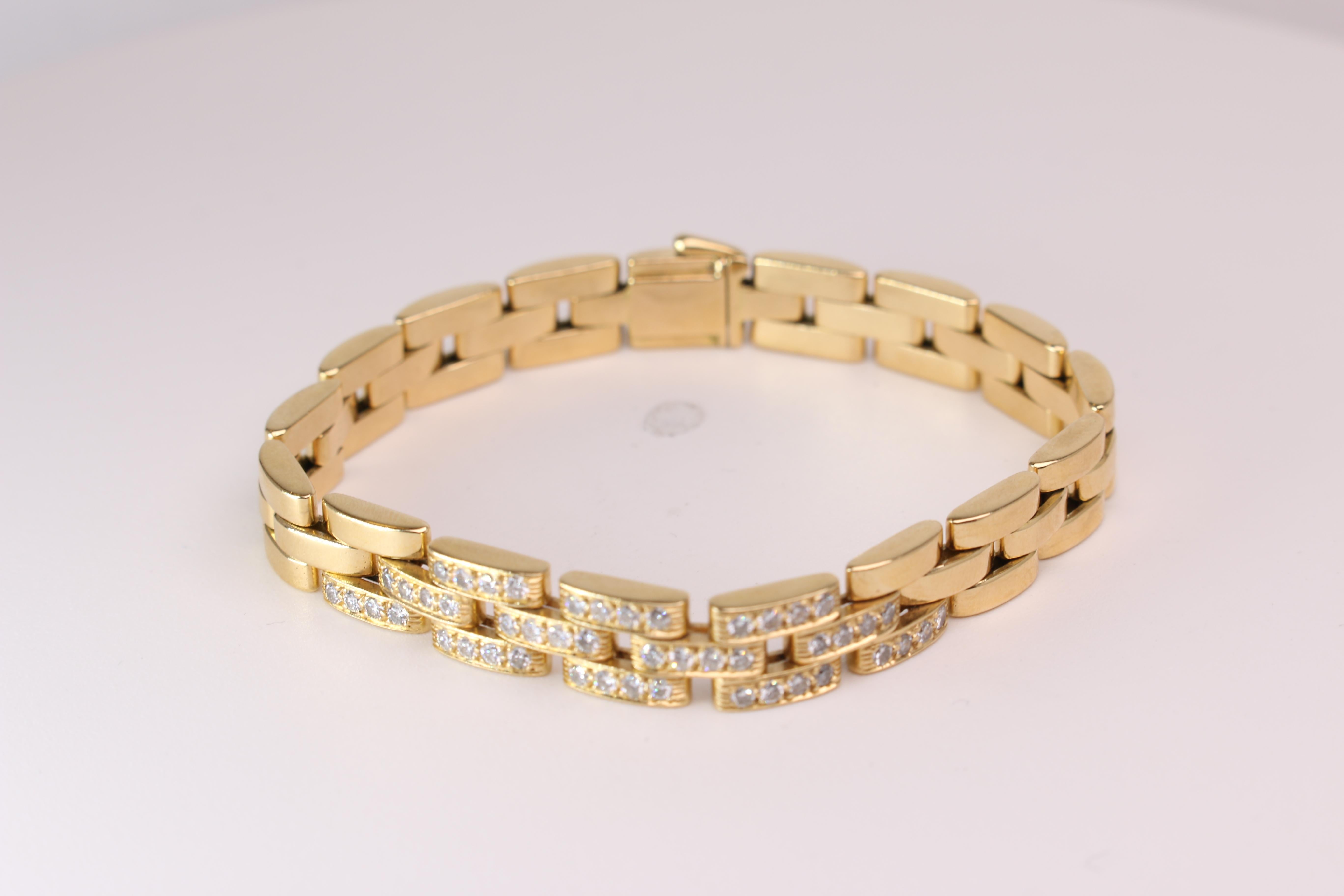 Yellow Gold Cartier Panther Diamond Link Bracelet 5