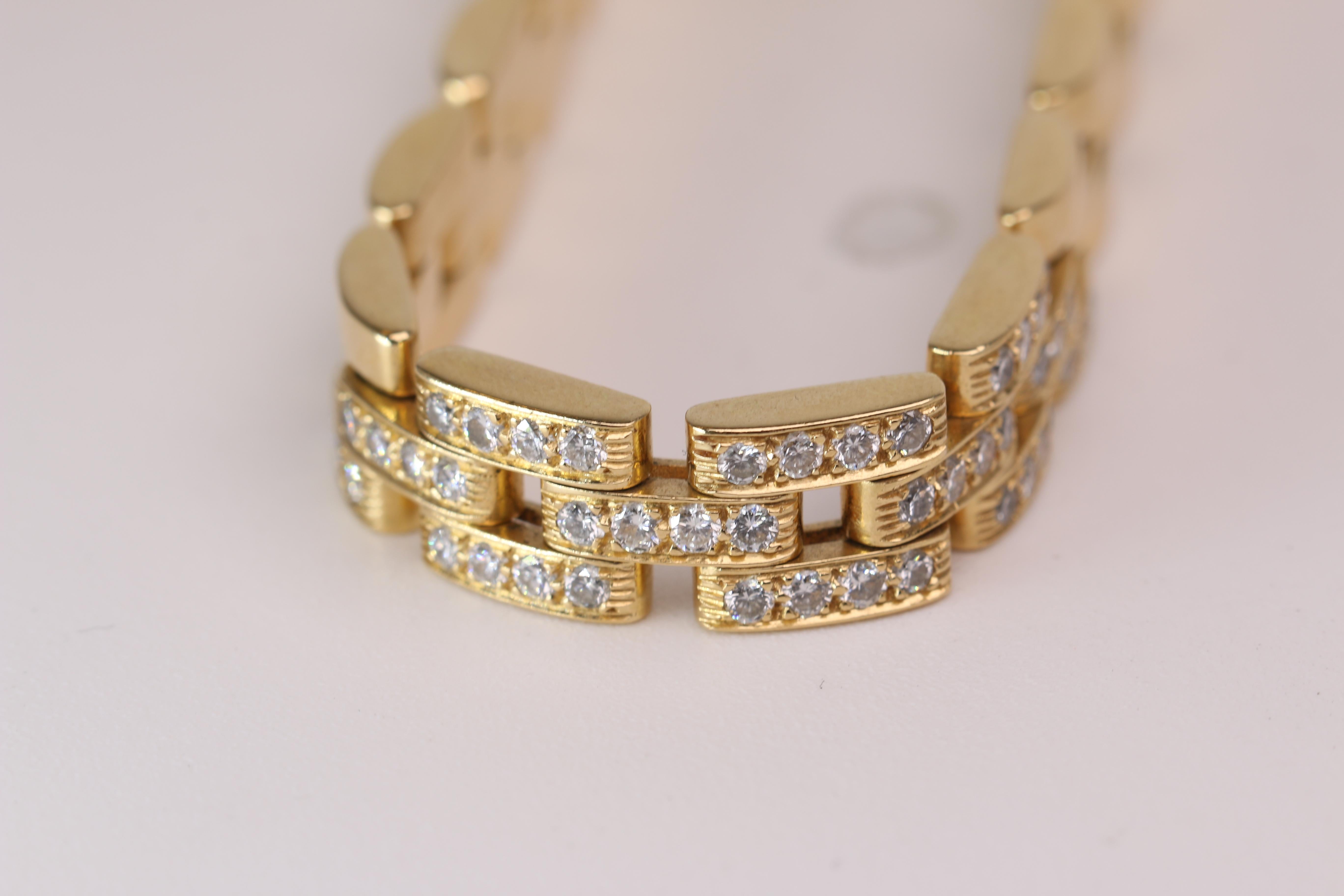 Yellow Gold Cartier Panther Diamond Link Bracelet 9