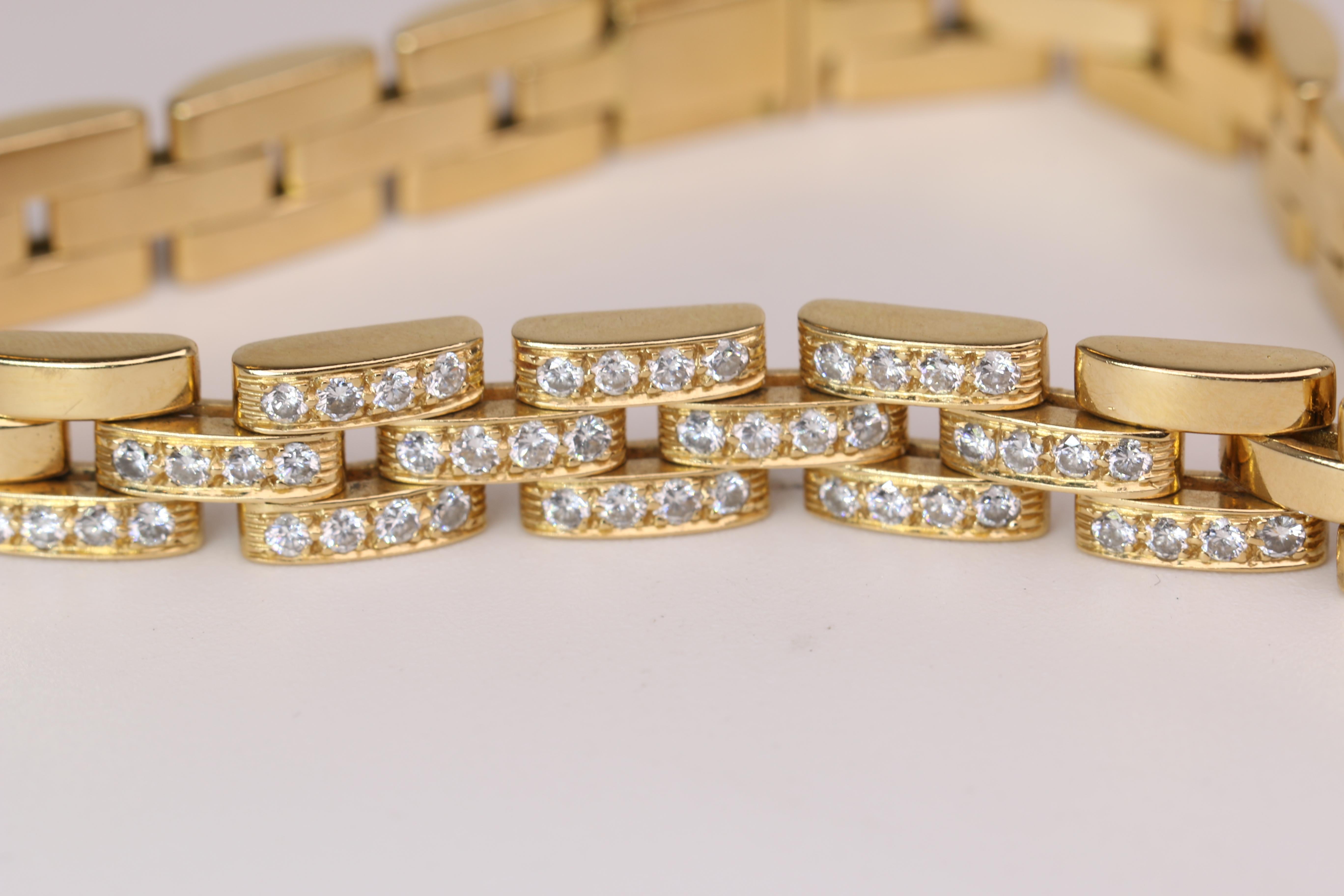 Yellow Gold Cartier Panther Diamond Link Bracelet 10