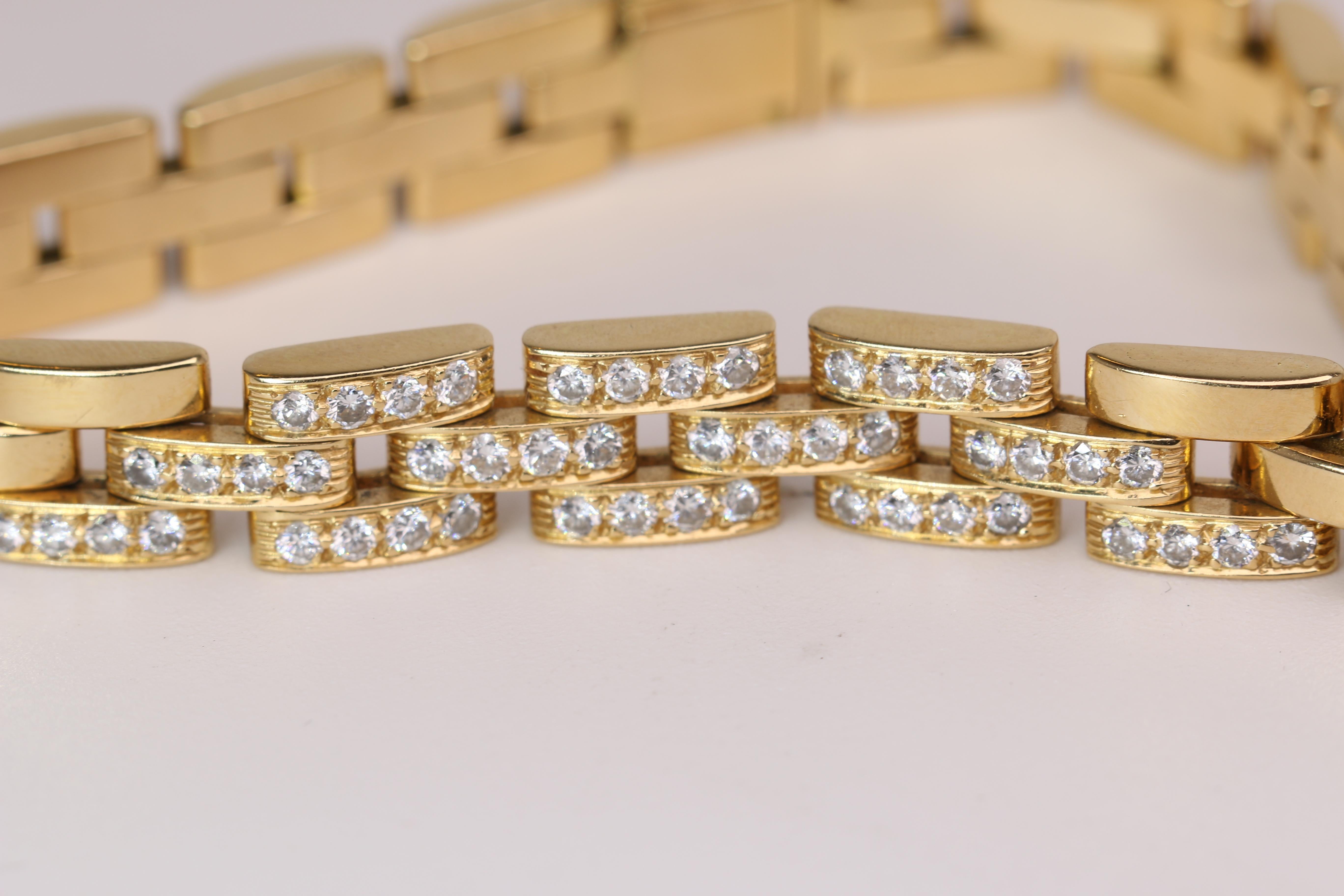 Yellow Gold Cartier Panther Diamond Link Bracelet 11