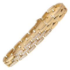 Yellow Gold Cartier Panther Diamond Link Bracelet