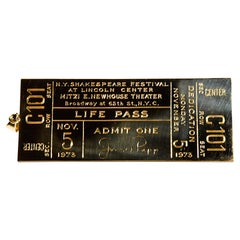 18K Yellow Gold Cartier Engraved LIFE PASS Shakespeare Ticket Rare, 1970s