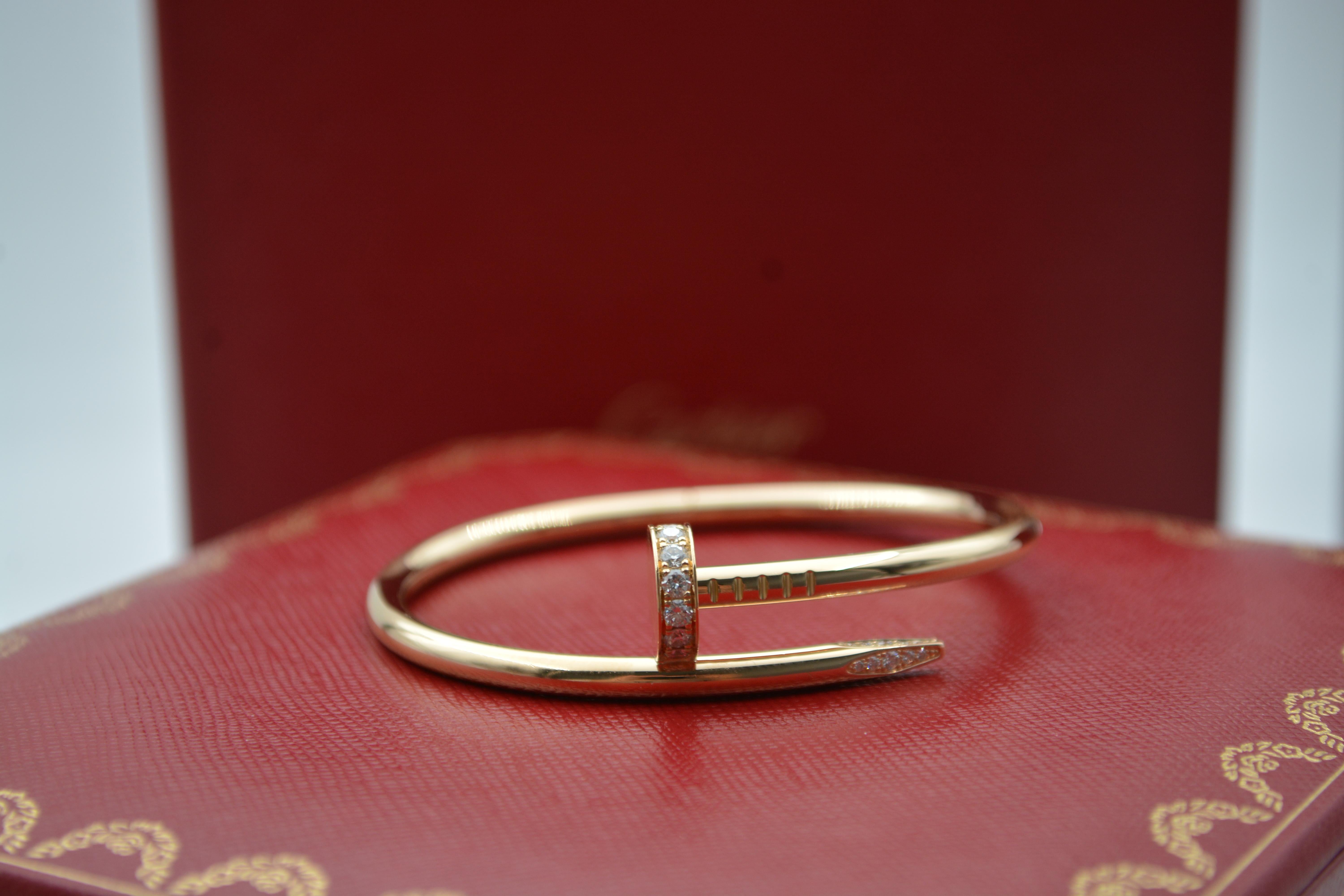 da uomo o donna Bracciale Cartier Just on Clou in oro giallo 18 carati con diamanti incastonati in vendita