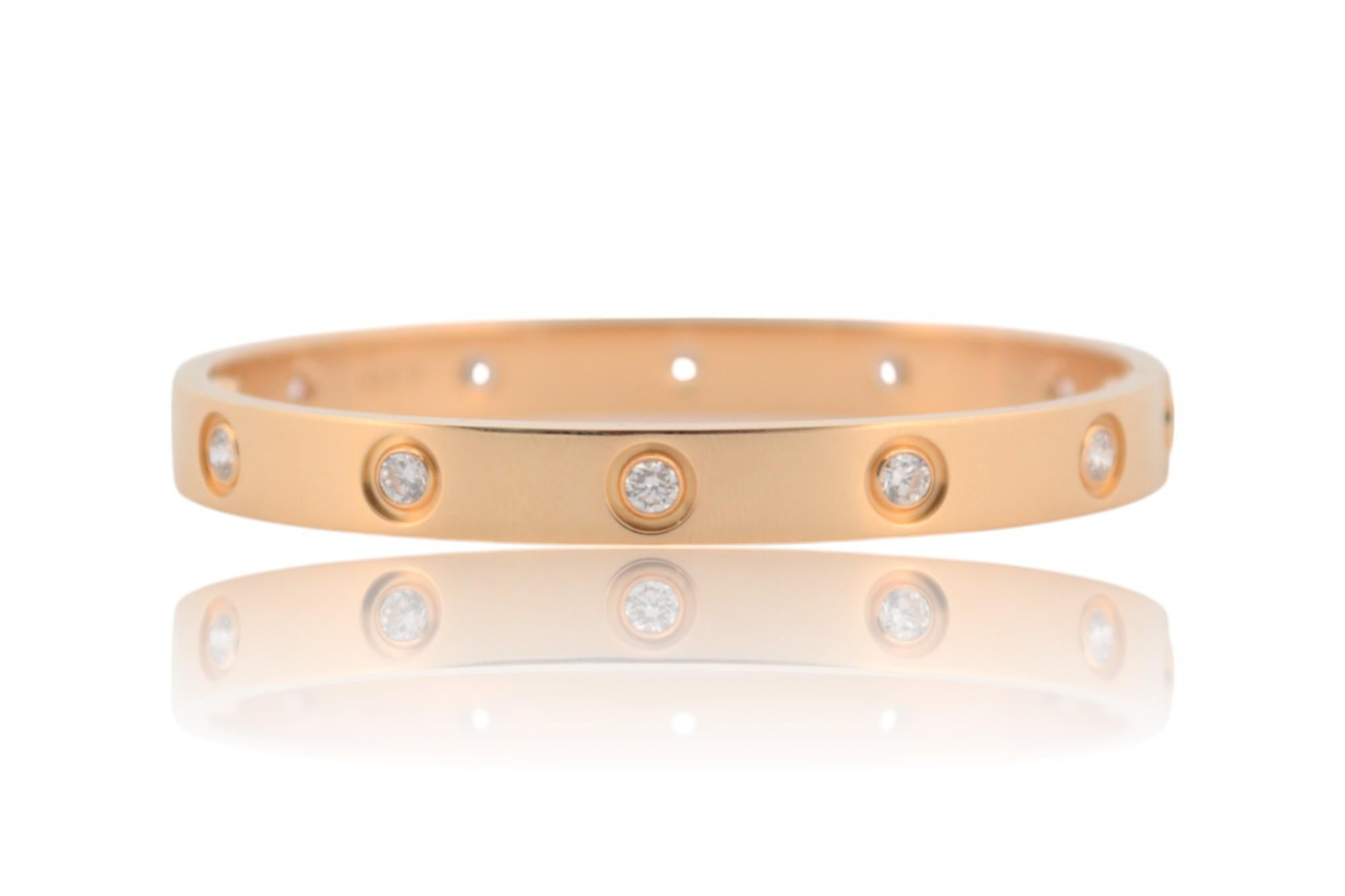 Women's or Men's 18K Yellow gold Cartier Love bracelet with diamonds full set For Sale