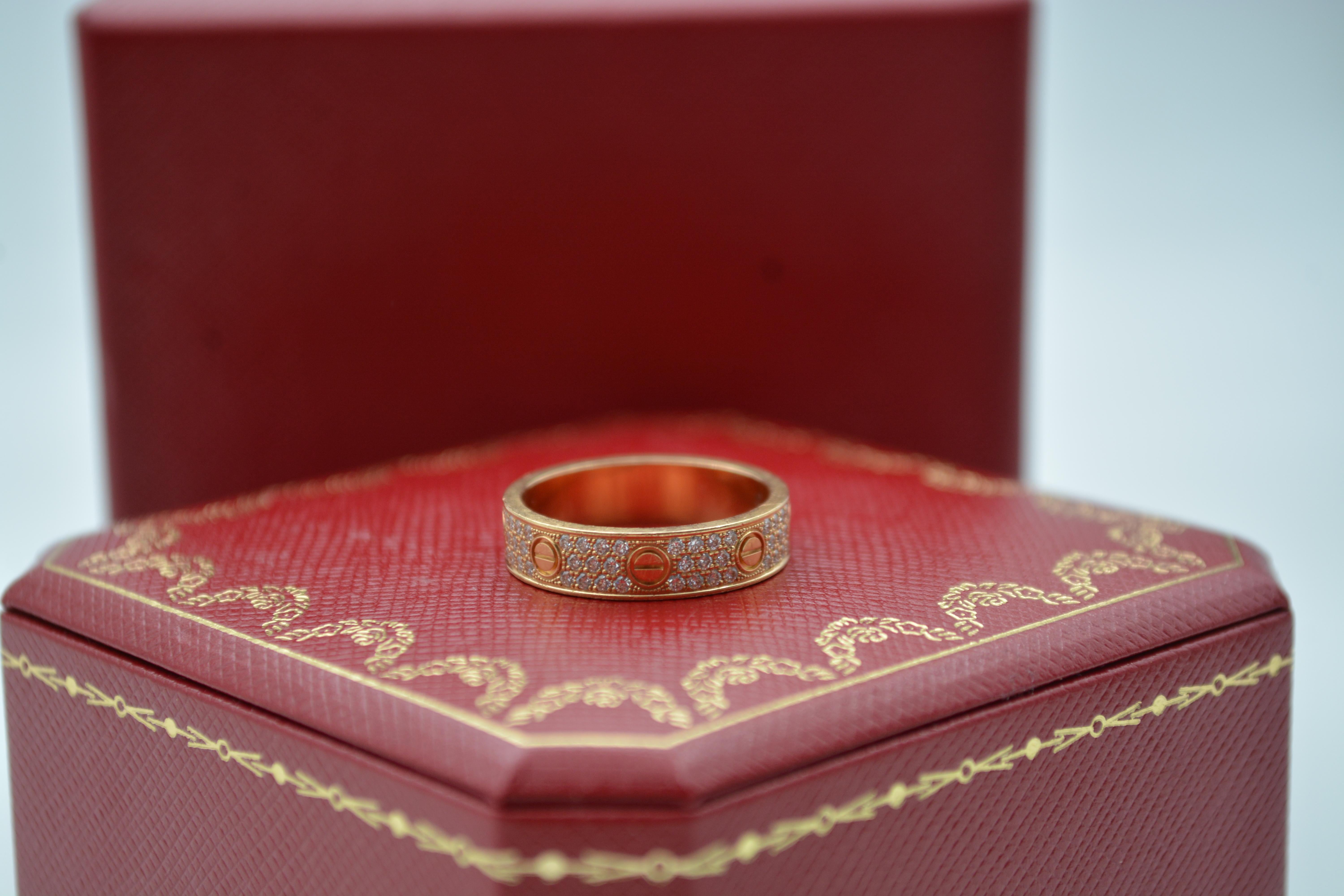 18K Yellow gold Cartier Love ring with diamonds full set In Excellent Condition In București, București