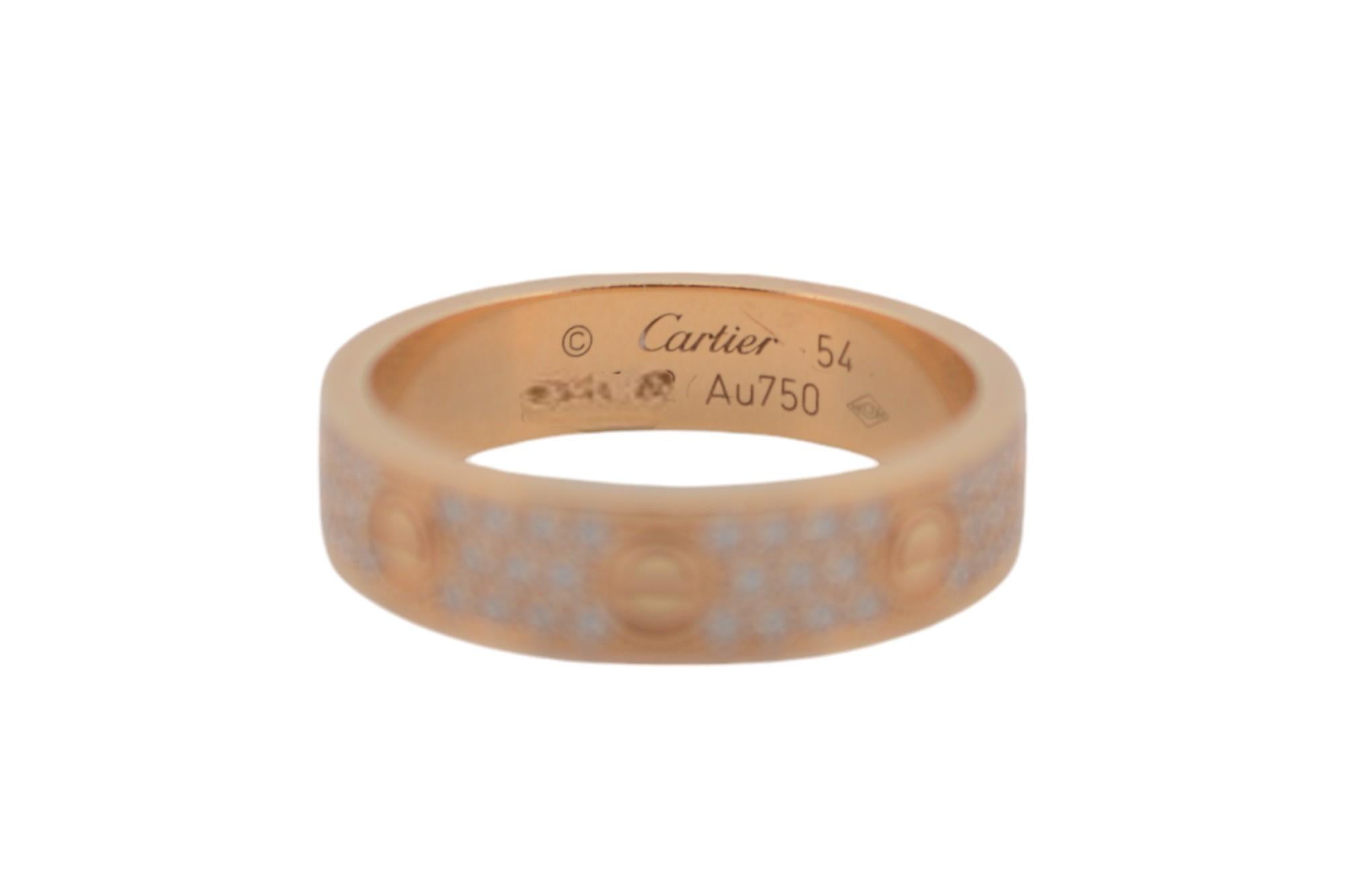 18K Yellow gold Cartier Love ring with diamonds full set 4