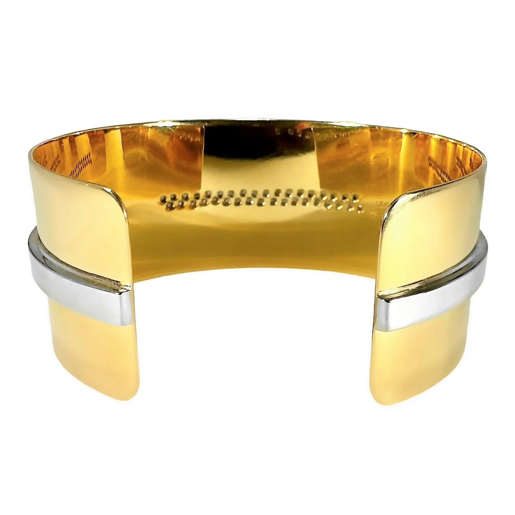 18K Yellow Gold Cartier Modernist Cuff with White Gold Diamond StrIp 1