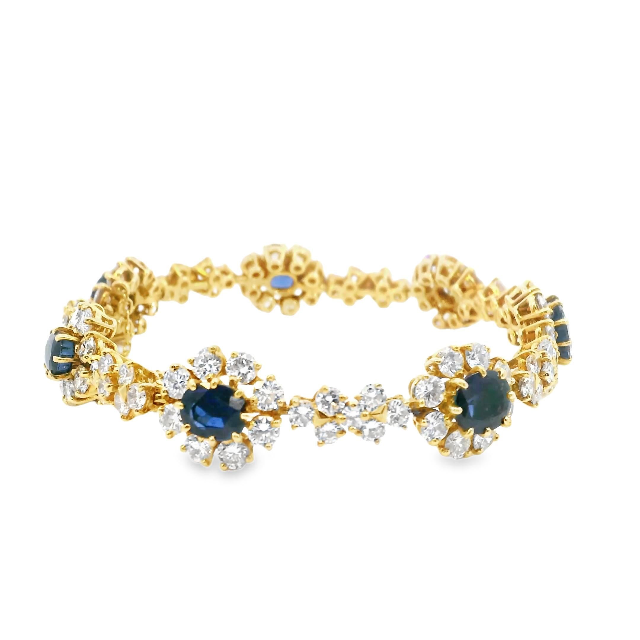 Description: 18k Yellow Gold Cartier Paris 1980s Sapphire Diamond Bracelet Serial No. 445911 - 25.40GRAM -D9.30cts -S22.00cts
Category: Diamond
Sub Category: Sapphire
Signature: Cartier Paris
Period: 1980s
Condition: Excellent
Metal: 18k Yellow