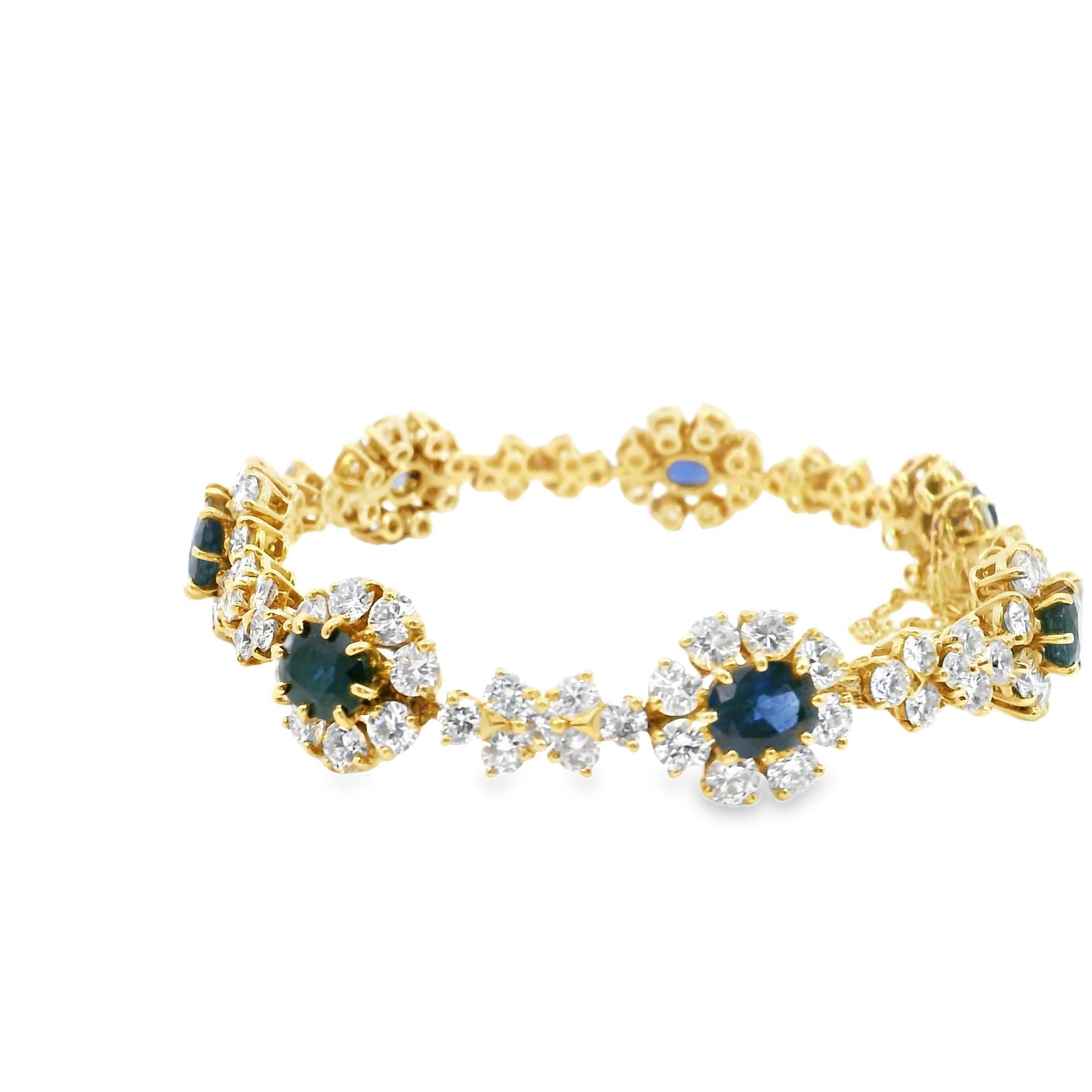 18k Yellow Gold  Cartier Paris 1980s Sapphire Diamond  Bracelet In Good Condition For Sale In New York, NY