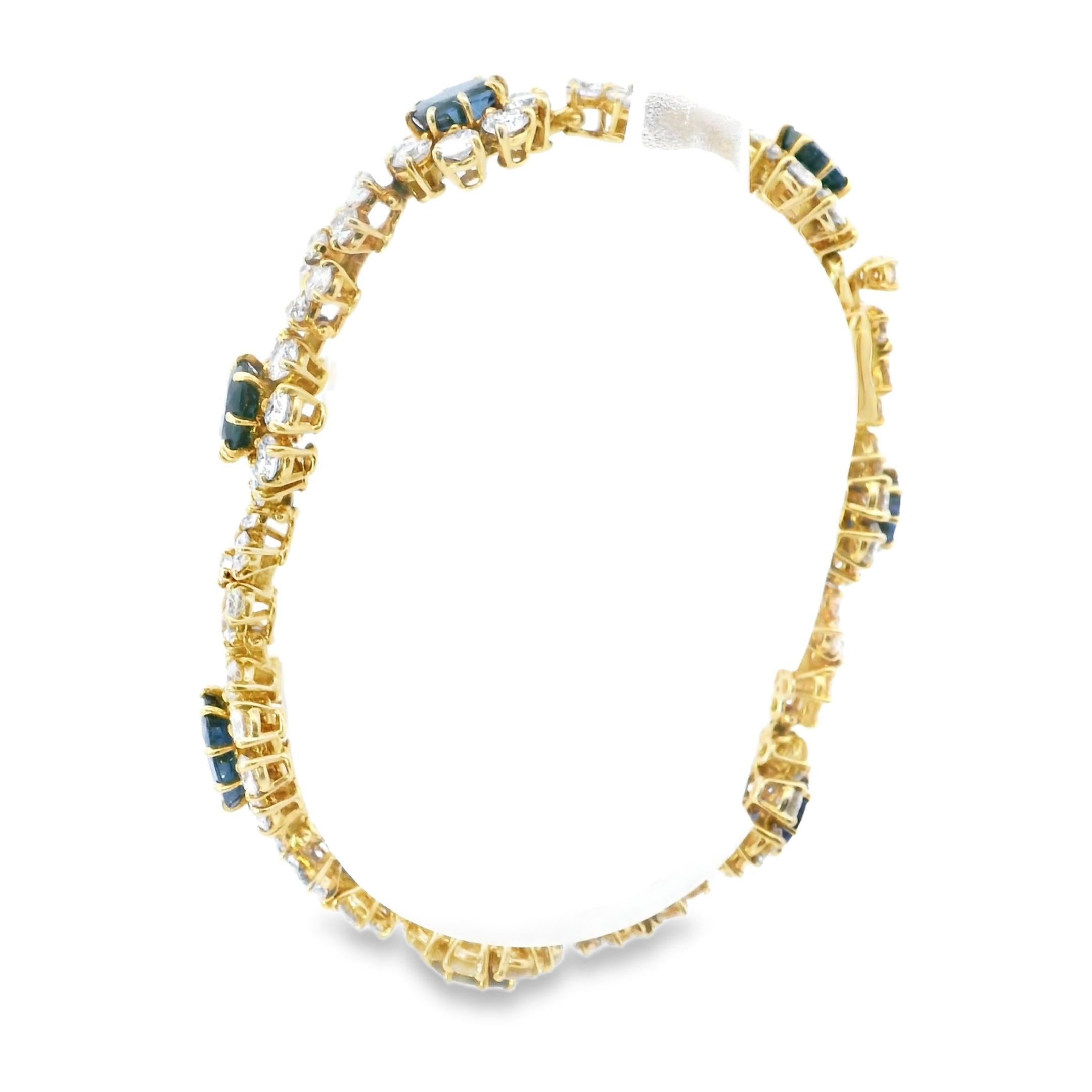 18k Yellow Gold  Cartier Paris 1980s Sapphire Diamond  Bracelet For Sale 1