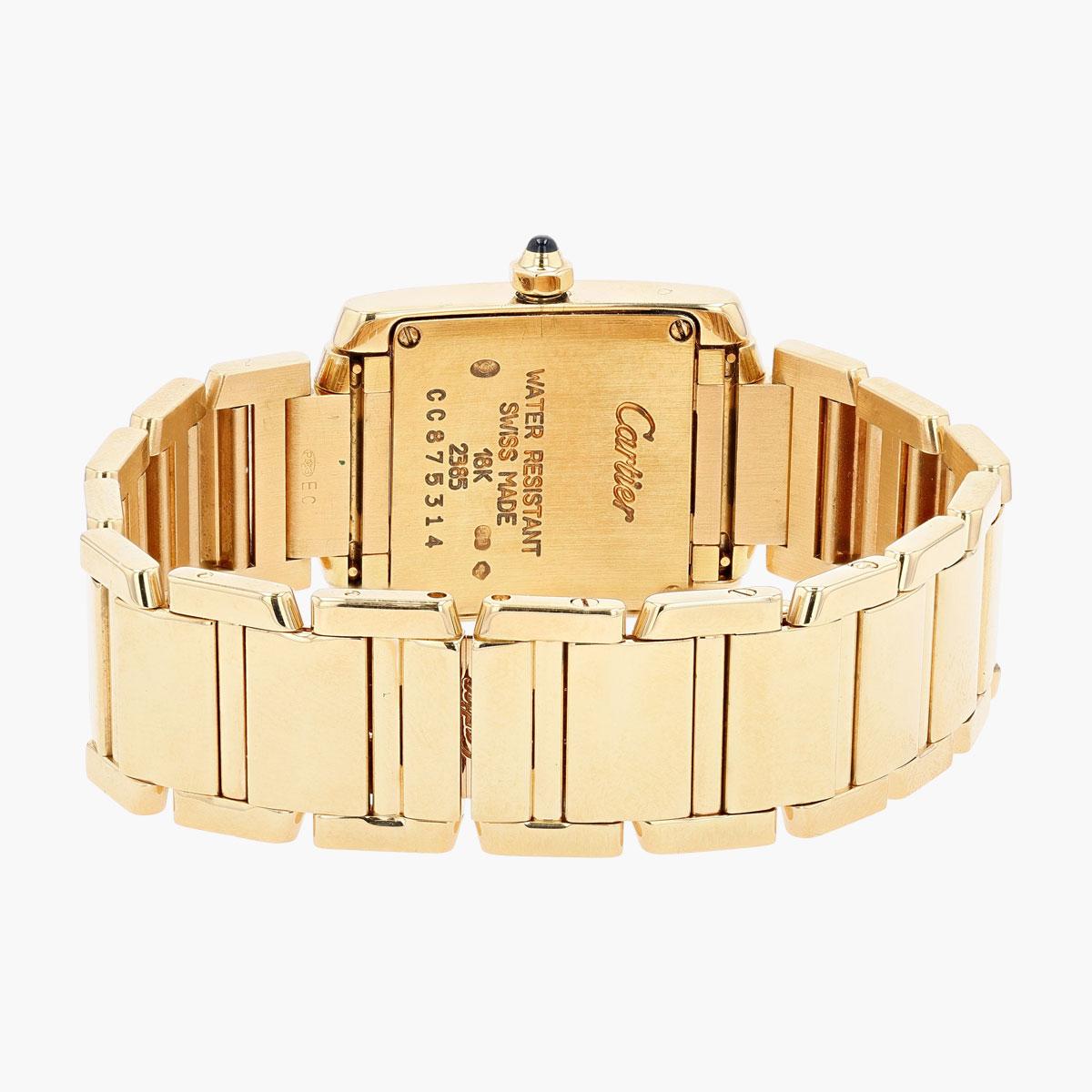 18k Yellow Gold Cartier Tank Francaise Quartz Watch  In Excellent Condition In Princeton, NJ