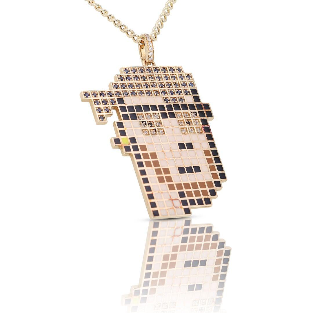 18K Yellow Gold Cartoon Necklace In New Condition For Sale In רמת גן, IL