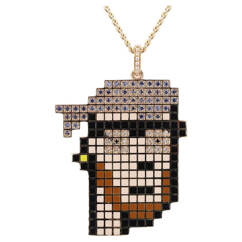 18K Yellow Gold Cartoon Necklace For Sale