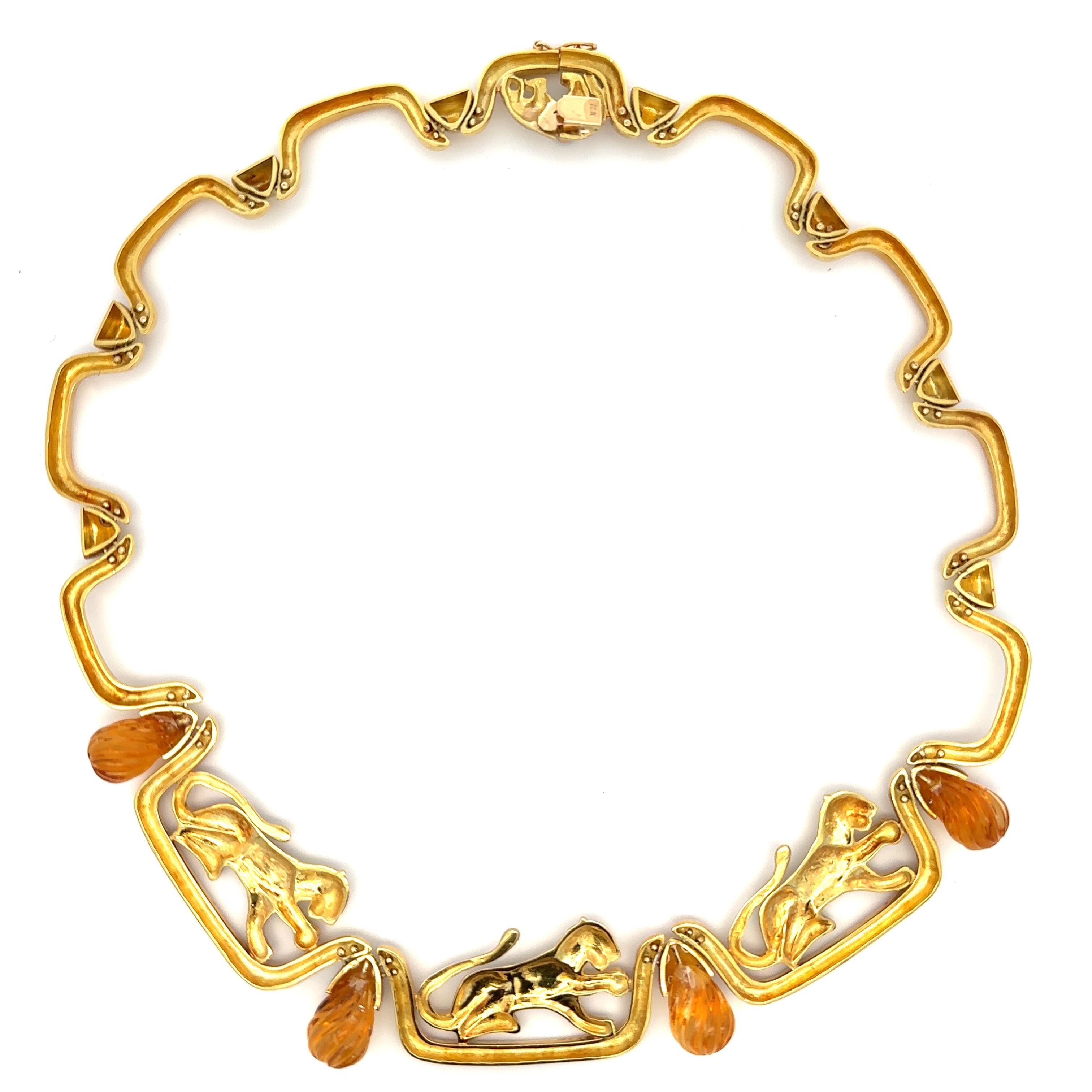 Collier Panthère en or jaune 18 carats avec citrine et diamant en double finition en vente 4