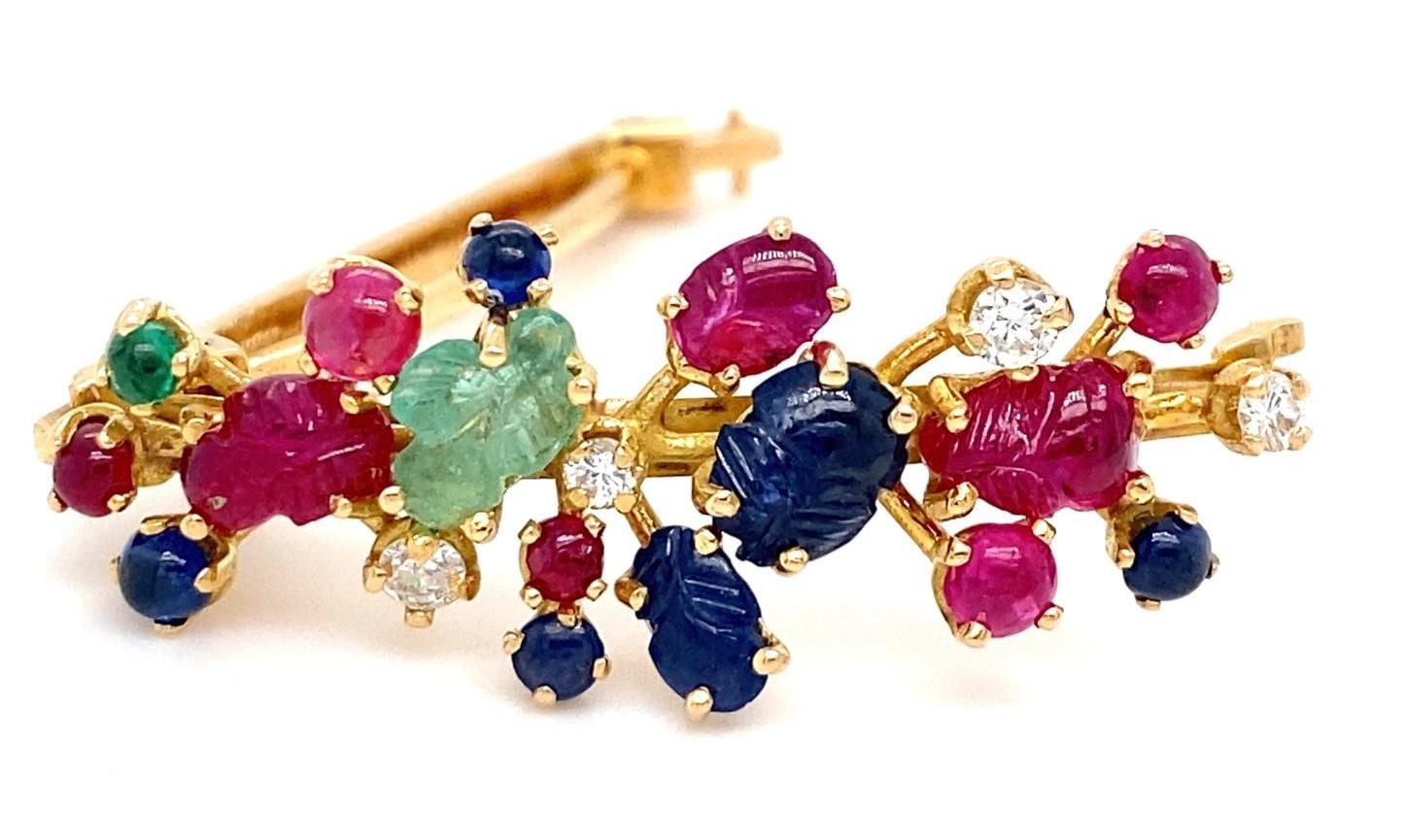 18 Karat Gelbgold & geschnitzter mehrsteiniger Krawattenklammer mit Diamanten im Angebot 3