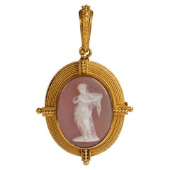 18k Gelbgold geschnitzt Shell Cameo dekoriert Medaillon Anhänger