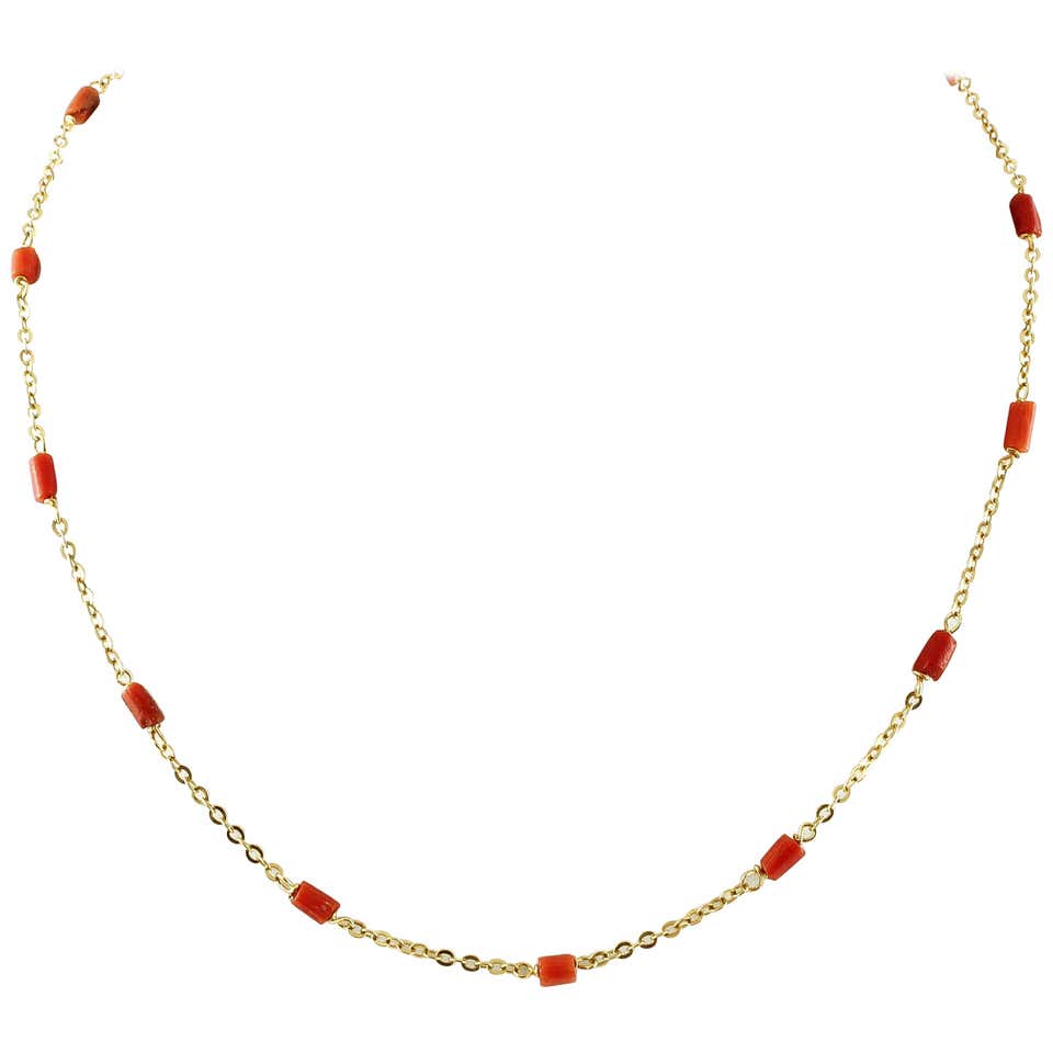 A Bold and Impressive Carved Coral Gold Chain Necklace at 1stdibs