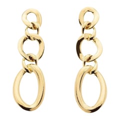 18K Yellow Gold Chain Link Drop Earrings