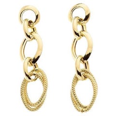 Boucles d'oreilles pendantes en or jaune 18K à maillons de chaîne