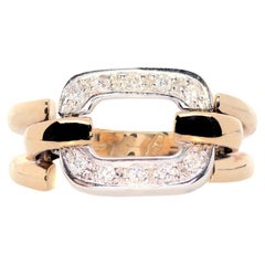 18 Karat Gelbgold Ring mit Kettengliedern und weißen 0,10 Karat weißen Diamanten