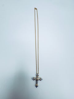 18K Yellow Gold Chain with Platinum Diamond Cross Pendant