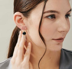 18K Yellow Gold Chakra Dream Catcher Earrings with Black Onyx & Diamonds by Syna