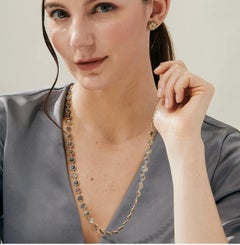 18K Yellow Gold Chakra Necklace by Syna Jewels with bezel set 7mm Labradorite